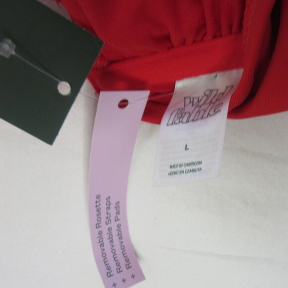 wild fable 2 Piece Bikini Red Bandeau with Rosette Size Large NWT - Picture 3 of 15
